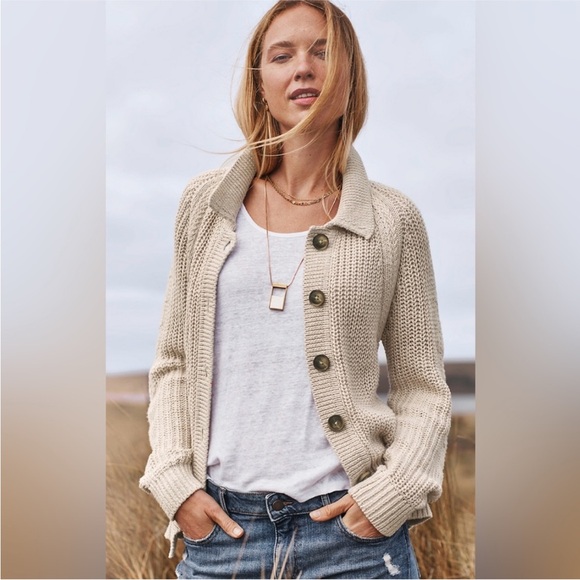 Garnet Hill Sweaters - Garnet Hill Linen Organic Cotton Maren Cardigan Sweater Size Large